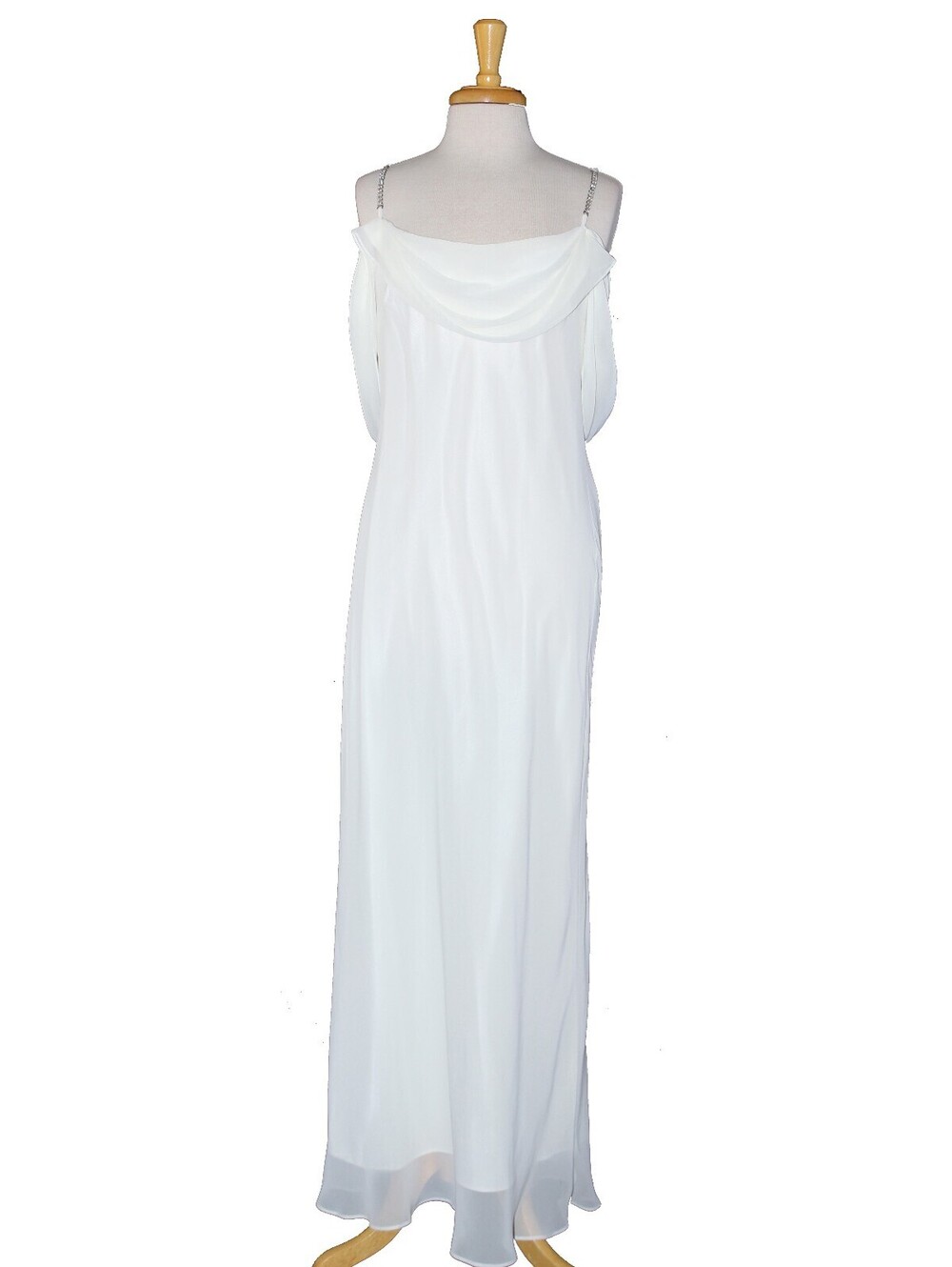 Polka 4023 Long Chiffon Cowl Neck Informal Wedding Gown-SIZE 2X-IVORY